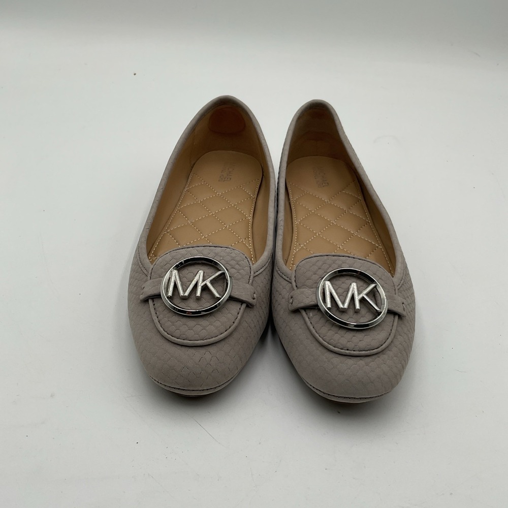 Michael Kors Women's Gray Snakeskin Embossed Leather Loafers, Size 8.5